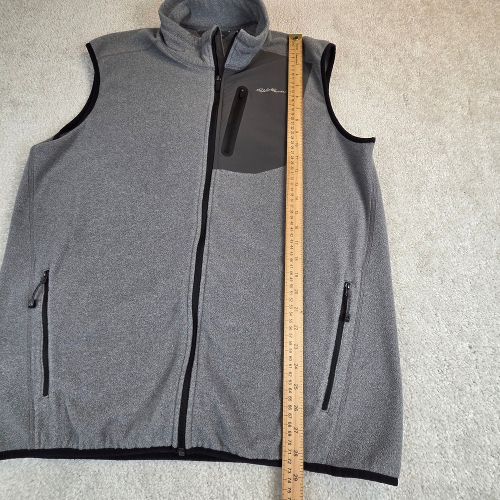 Eddie Bauer Mens Full Zip Fleece Vest Gray Size L Tall Gorpcore Outdoors Utility - Picture 9 of 9